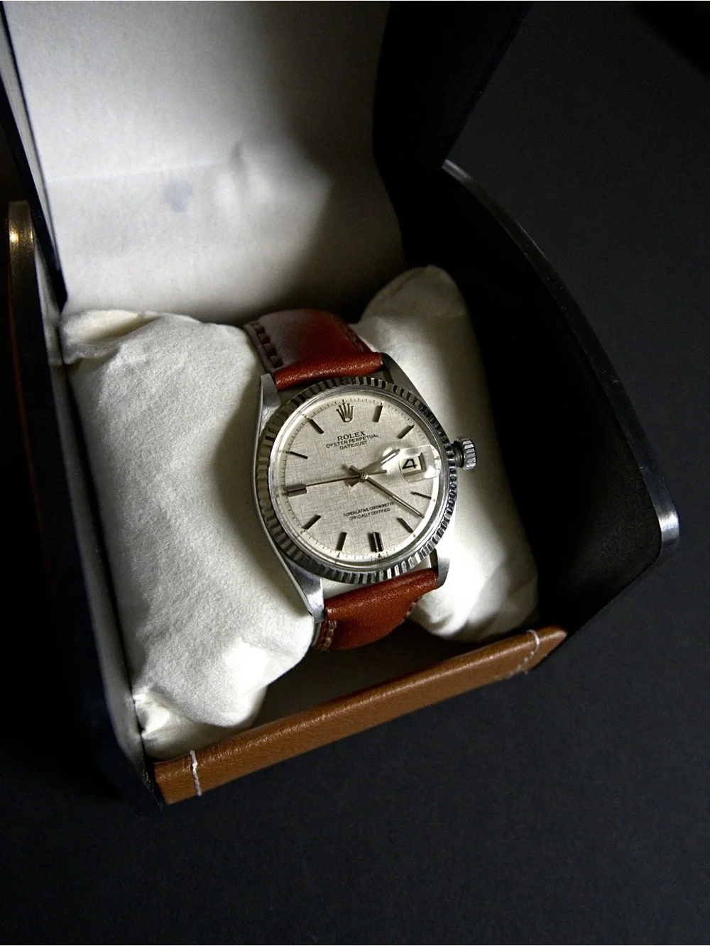 Rolex Datejust Ref 1600 Silver Linen Dial Fluted Bezel Vintage. - Picture 9 of 10